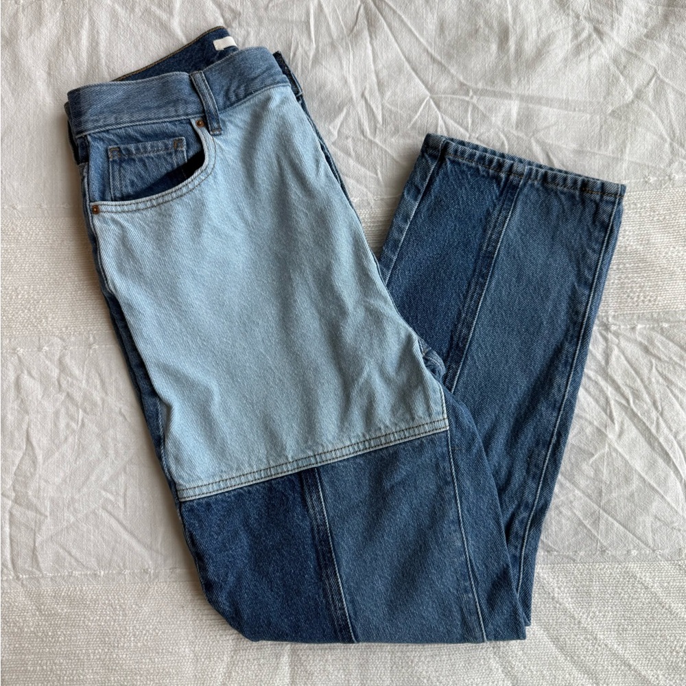 Pacsun Patchwork High Rise Straight Leg Jeans